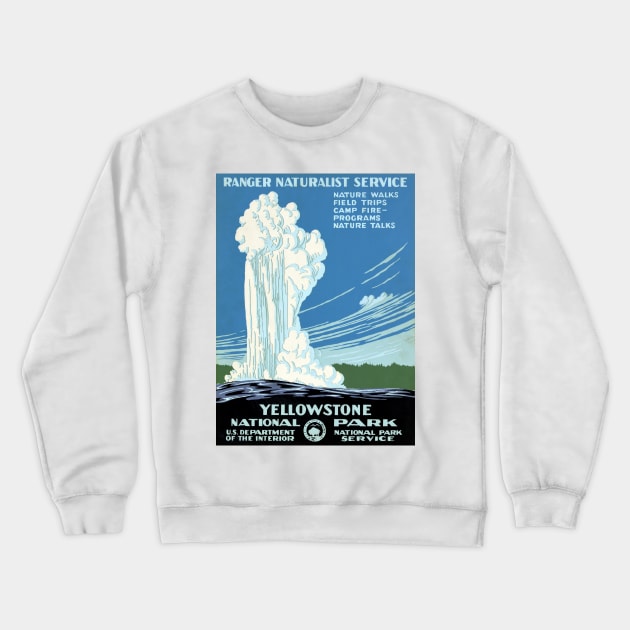 Vintage Travel Poster USA Yellowstone National Park Crewneck Sweatshirt by vintagetreasure